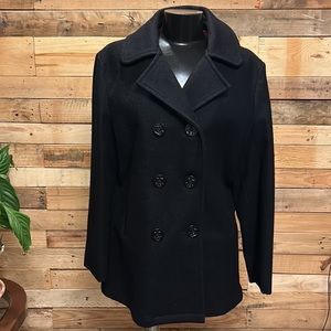 Lands’ End, navy pea coat, size M?? gently used